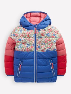 Pack-away Padded Jacket-Floral Colourblock