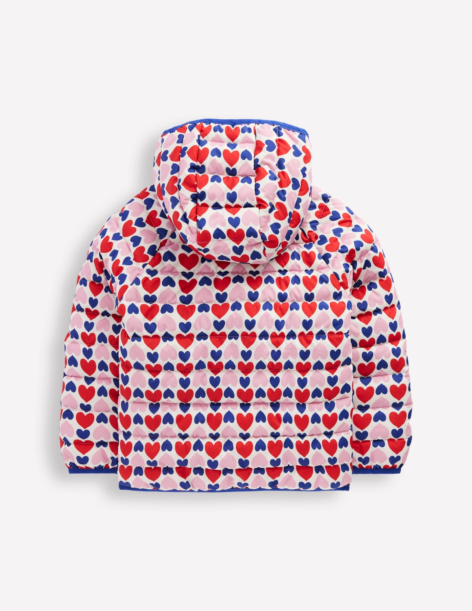 Pack-away Padded Jacket-Poppy Red Geo Heart - Image 2