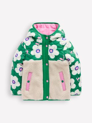 Janie Borg Mix Jacket-Rich Emerald Green Giant Daisy