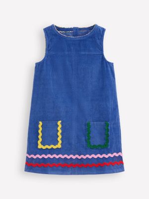 Saffy Cord Pinafore Dress-Bluejay