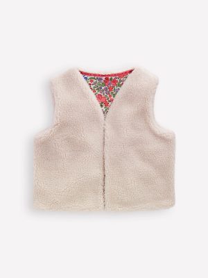 Relaxed Borg Gilet-Ecru