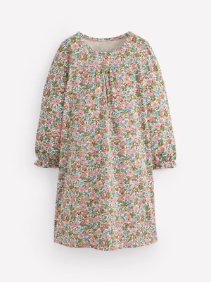 Printed Long Sleeve Nightie-Coconut Milk Berry Floral