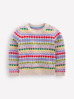 Eleanor Fair Isle Sweater-Oatmeal Melange Fair Isle