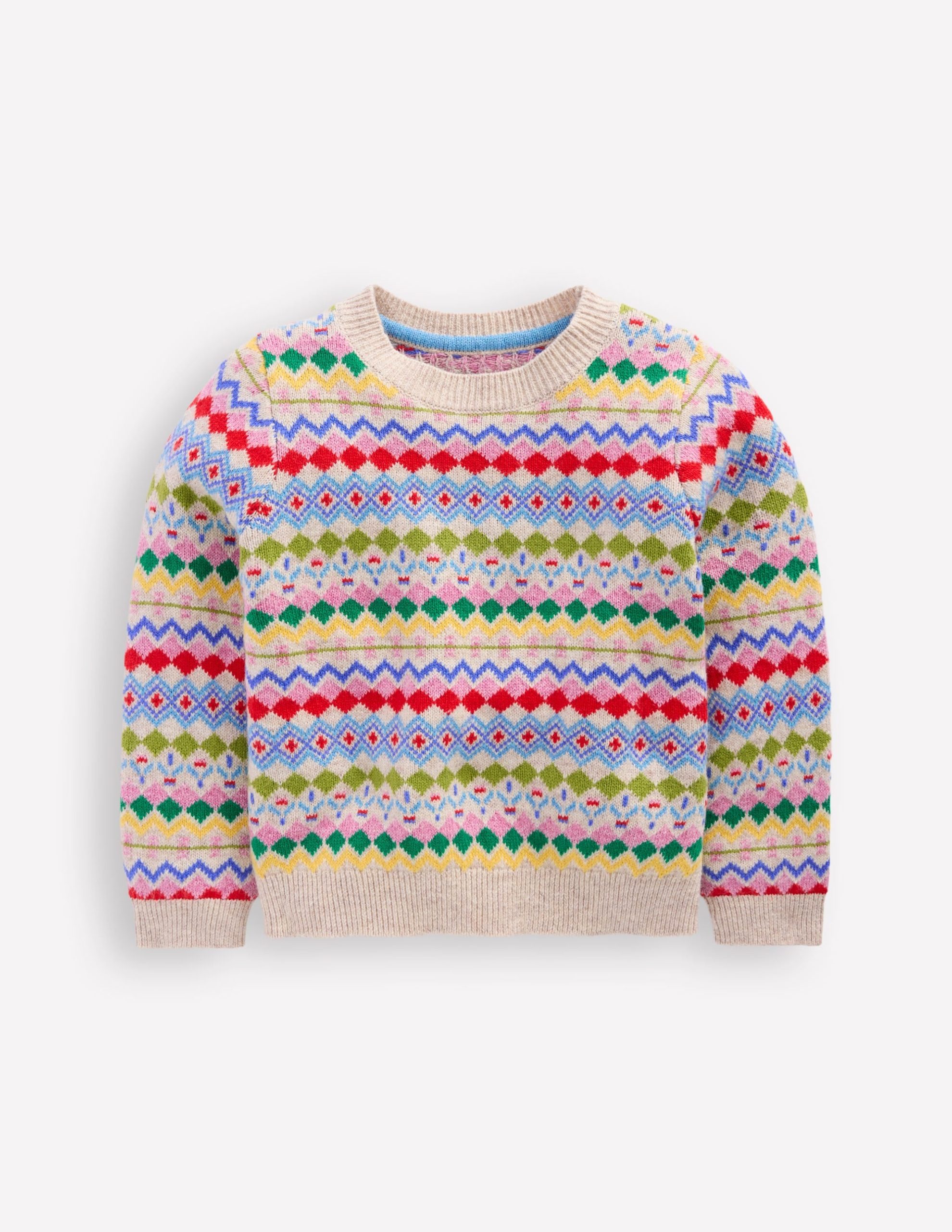 Eleanor Fair Isle Sweater-Oatmeal Melange Fair Isle