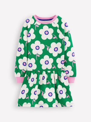 Cosy Sweatshirt Dress-Rich Emerald Giant Daisy