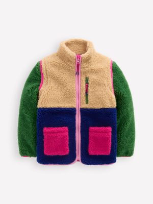 2-in-1 Borg Jacket-Colourblock Multi