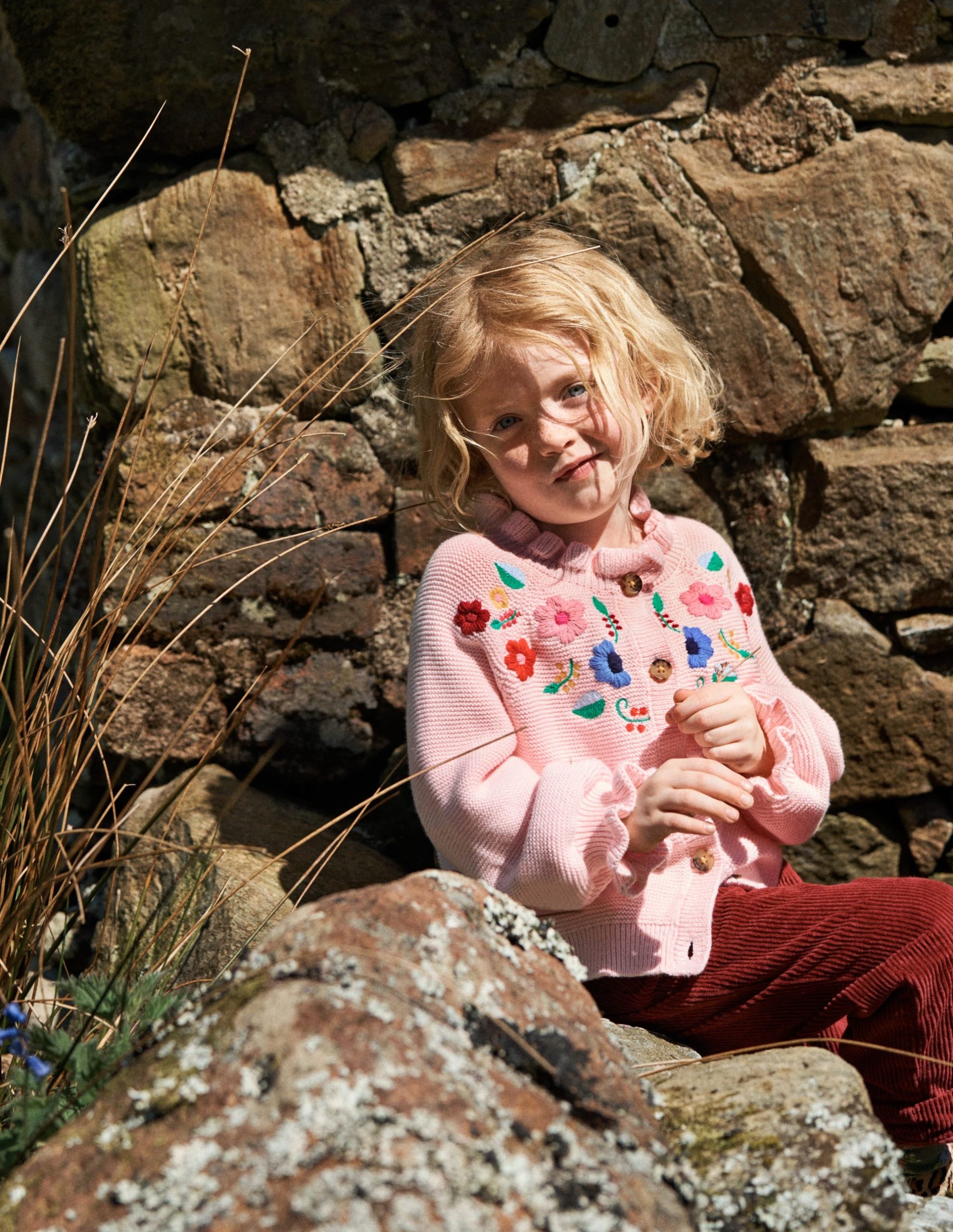 Pretty Embroidered Cardigan-Chalk Pink - Image 4