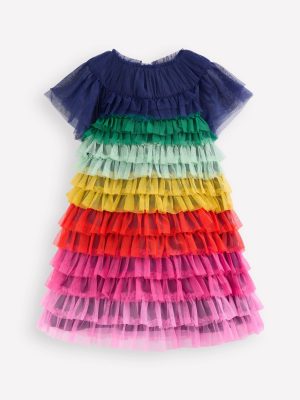 Tiered Tulle Dress-Rainbow Multi
