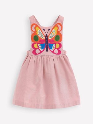 Cord Appliqu?? Pinafore Dress-Formica Pink Butterfly