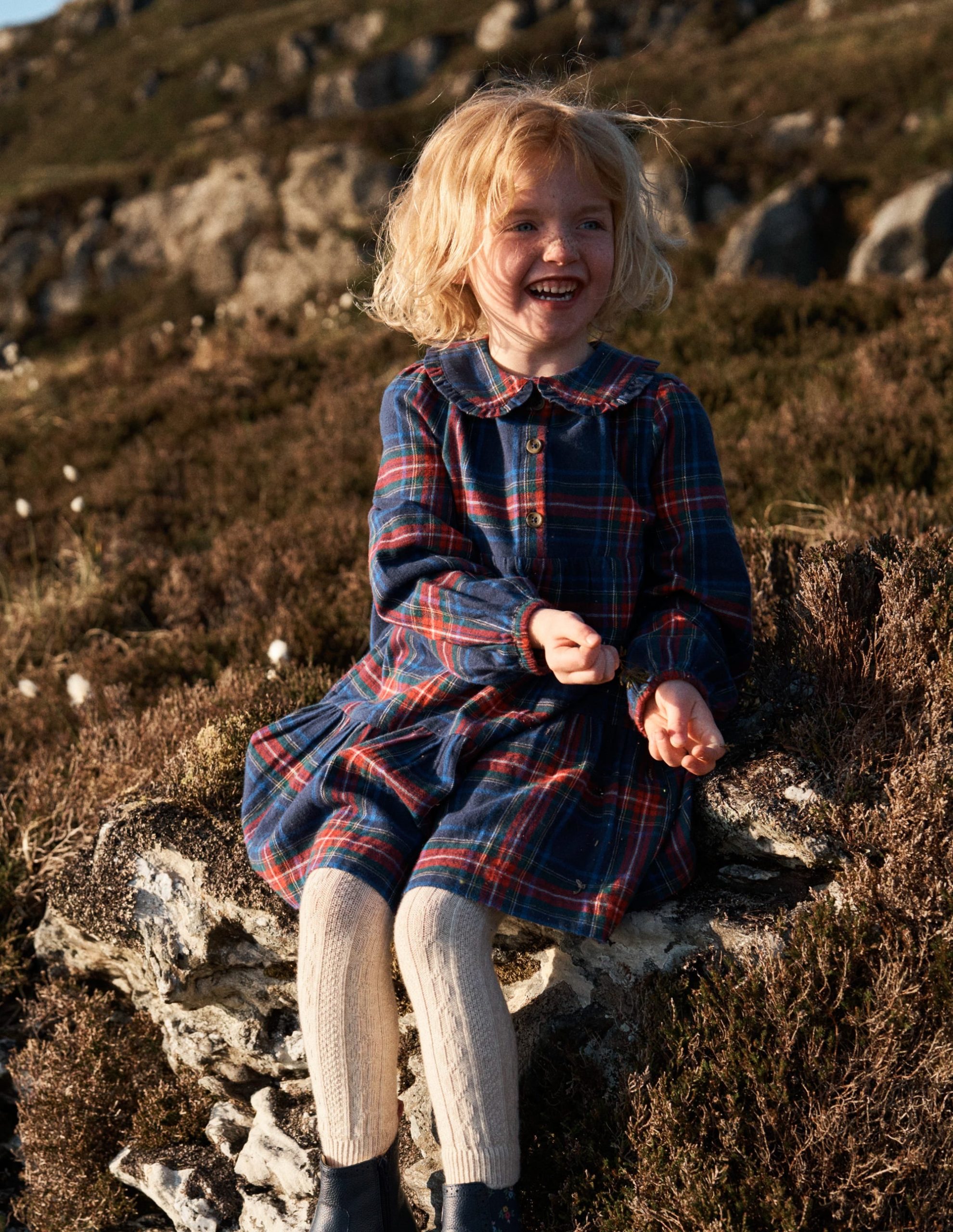 Minna Collared Woven Dress-French Navy Check - Image 4
