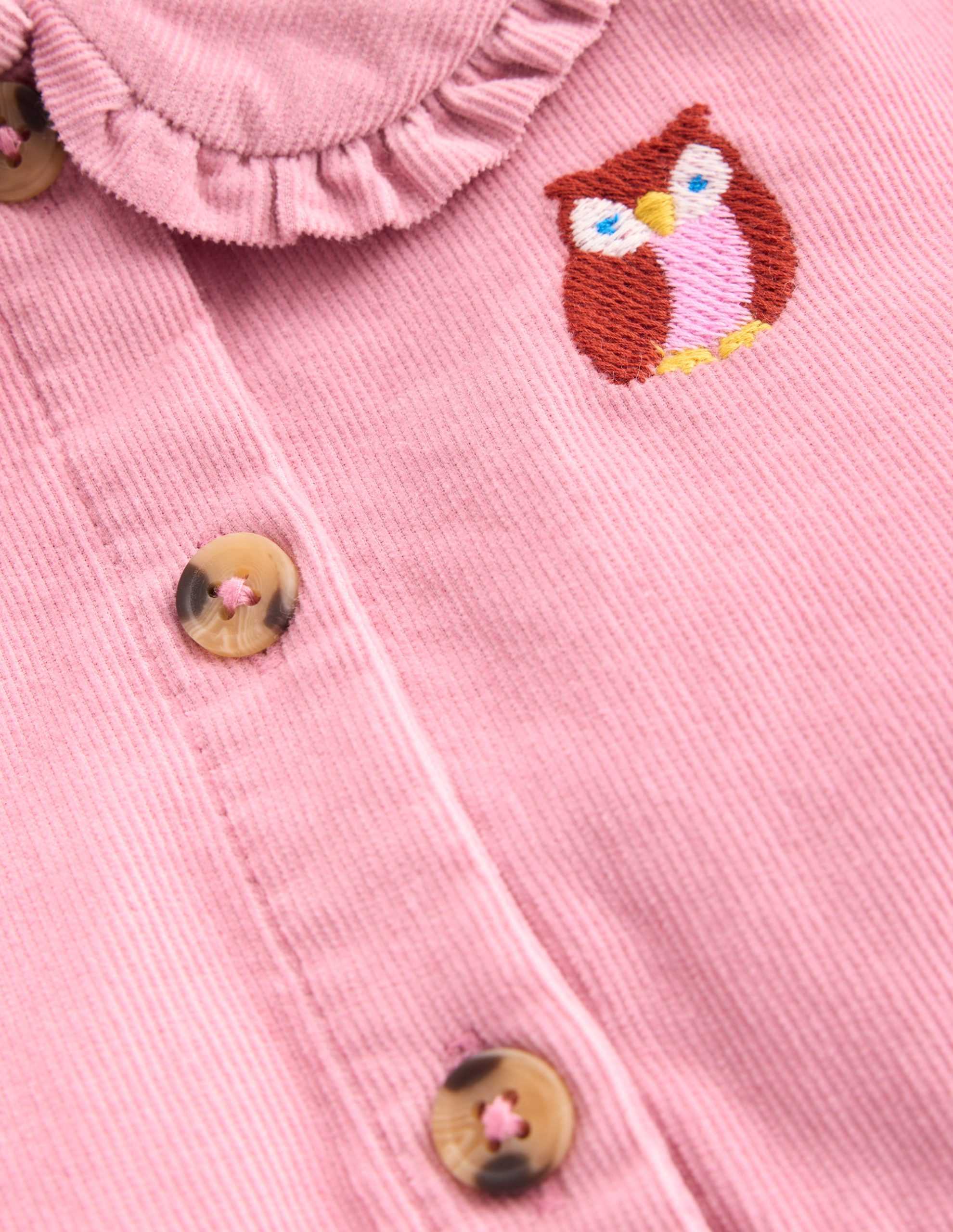 Minna Collared Woven Dress-Pink Owl Embroidery - Image 3
