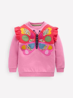 Applique Sweatshirt-Formica Pink Butterfly