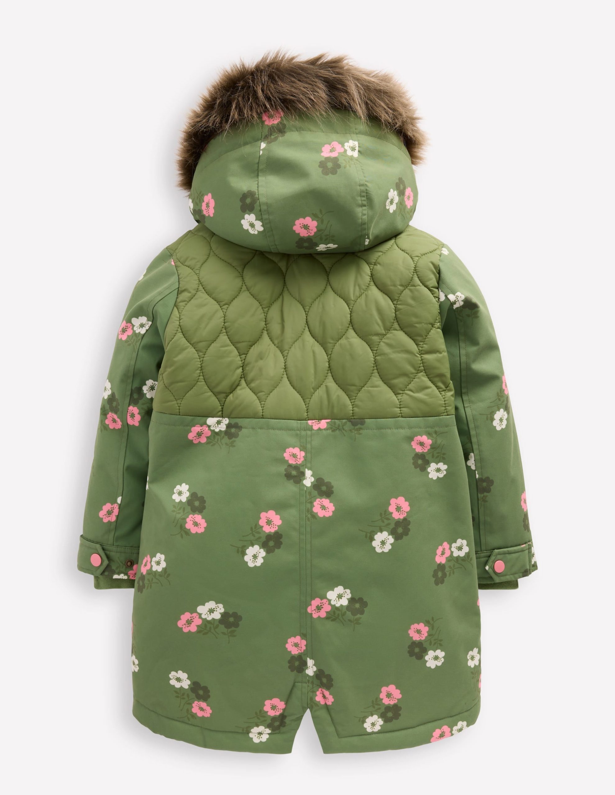 Joni Quilted Parka Coat-Green Floral - Image 2