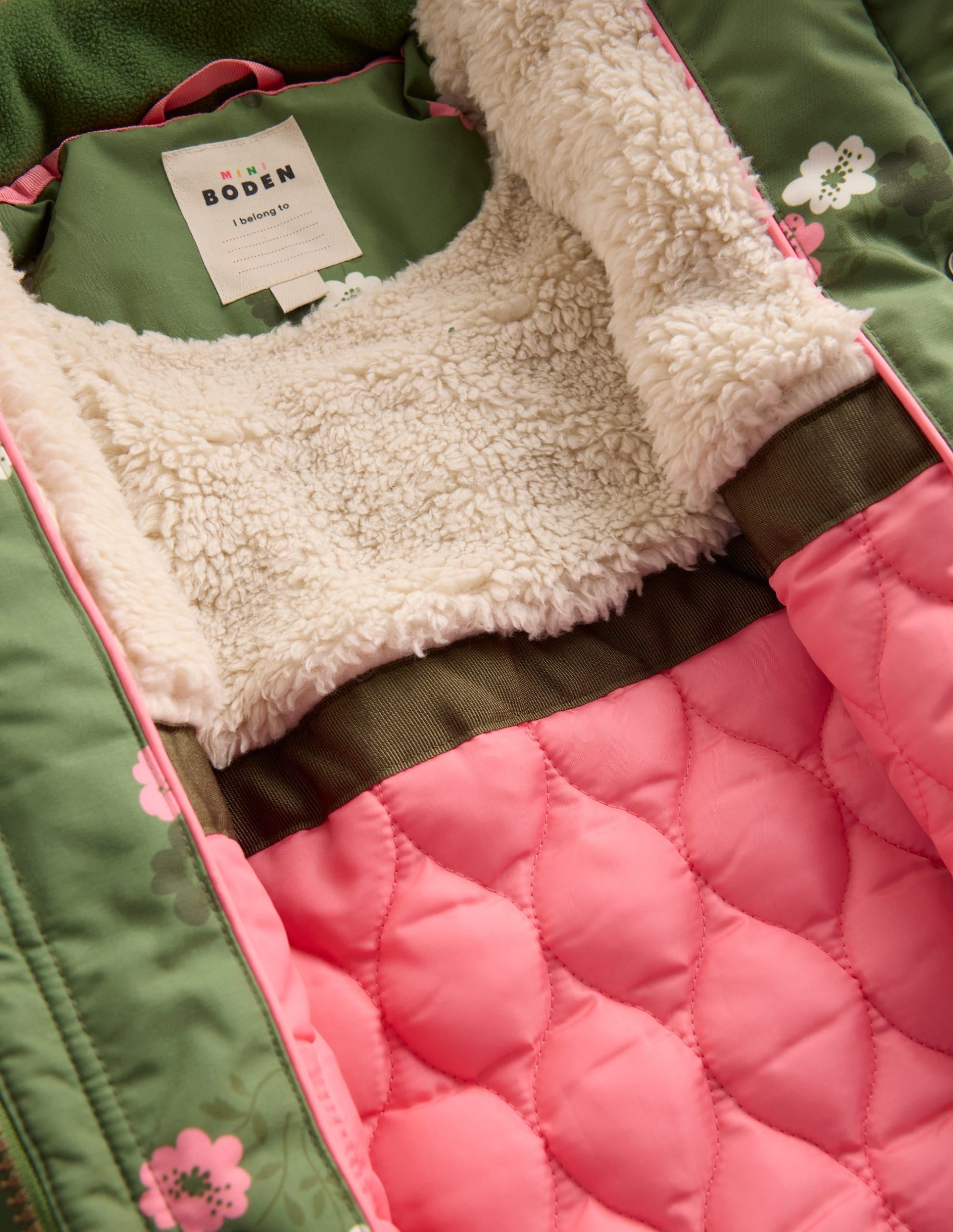 Joni Quilted Parka Coat-Green Floral - Image 5