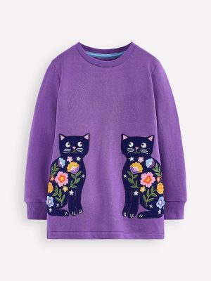 Applique Tunic-Purple Topaz Cats