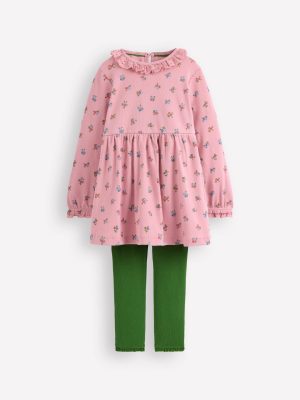 Ribbed Tunic Set-Vintage Pink Spaced Ditsy