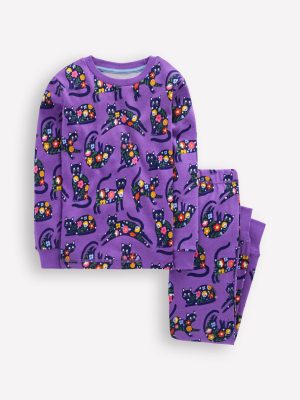 Snug Glow-in-the-dark Pyjamas-Purple Cats