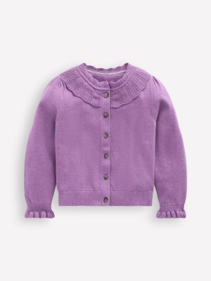 Pretty Ruffle Cardigan-Aster Purple Marl