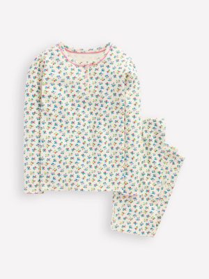 Snug Henley Pyjamas-Soft Ivory Spring Ditsy