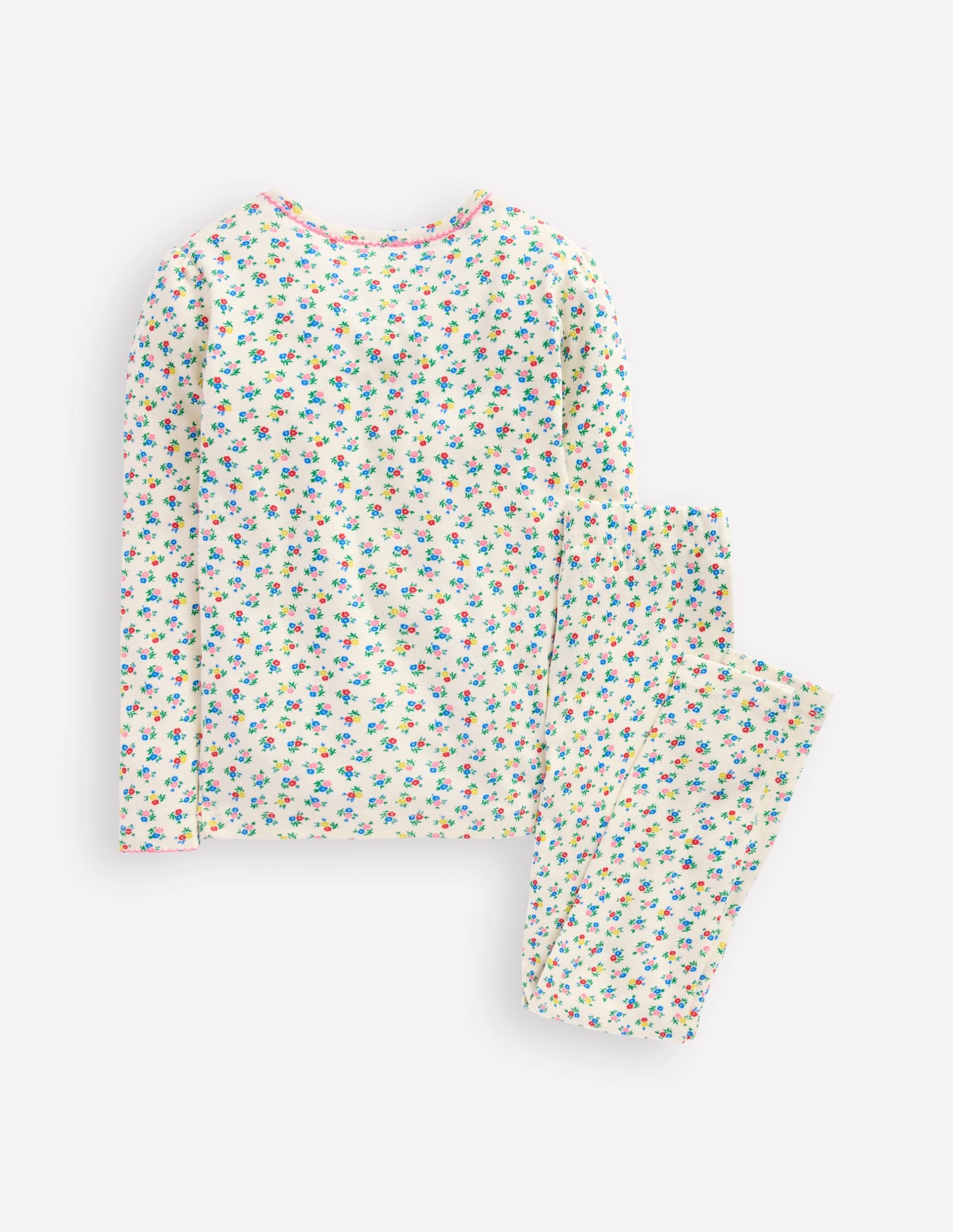 Snug Henley Pyjamas-Soft Ivory Spring Ditsy - Image 2