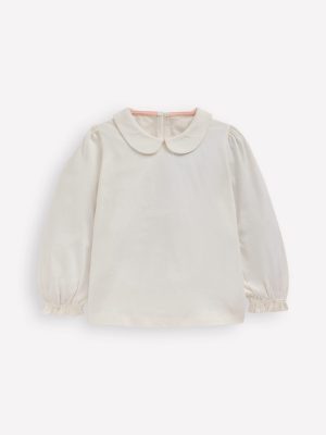 Collared Jersey Top-Soft Ivory