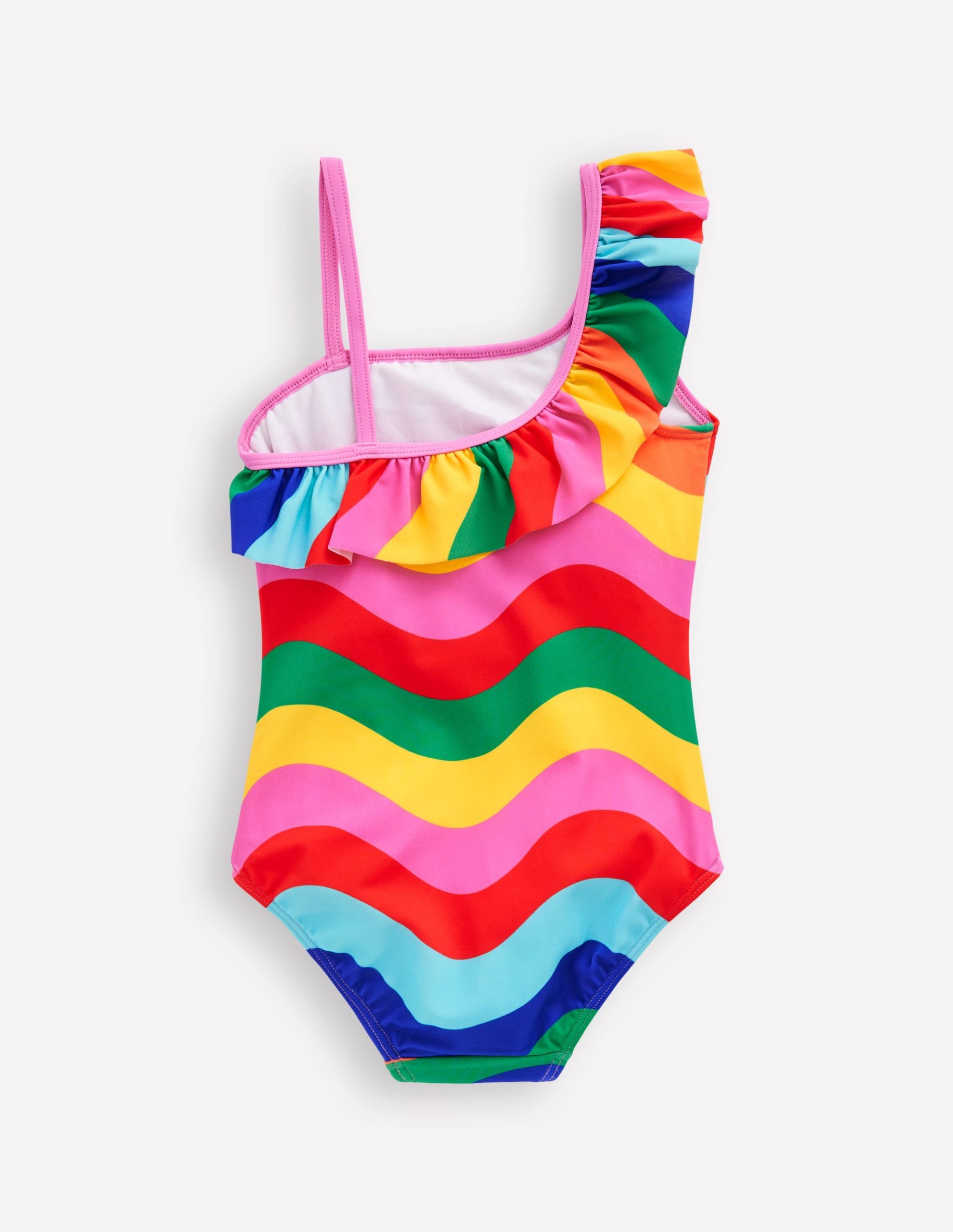 Lila One Shoulder Swimsuit-Multi Rainbow Wave - Image 2