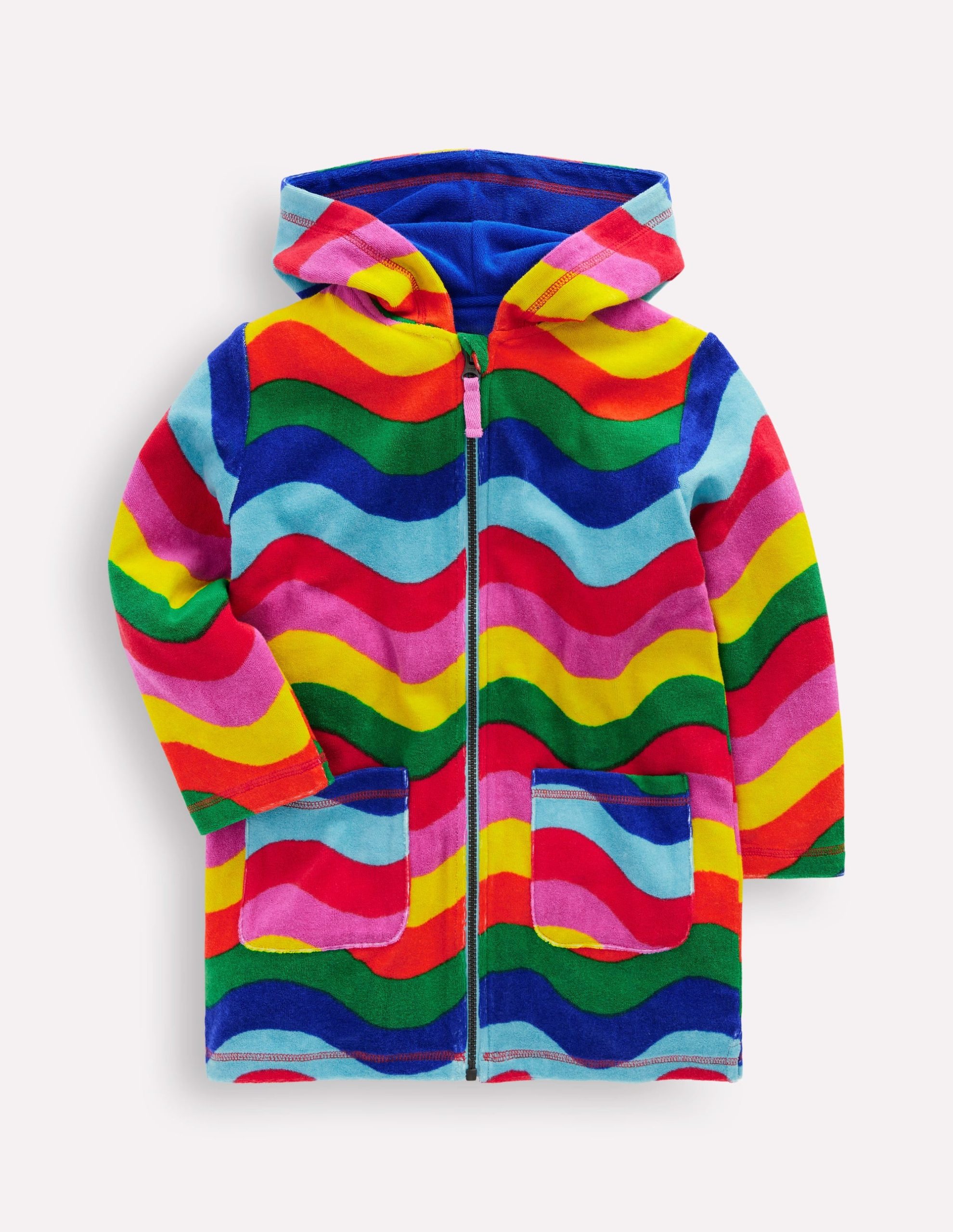 Romie Towelling Zip Throw-On-Multi Wave Stripe