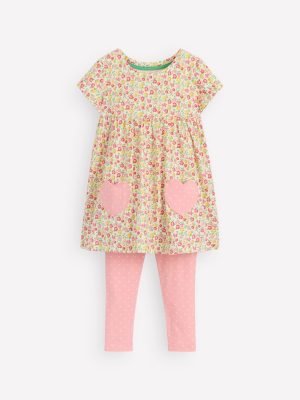 Short-sleeved print tunic set-Multi Summer Flowerbed