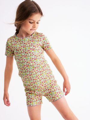 Snug Short John Pyjamas-Multi Summer Flowerbed
