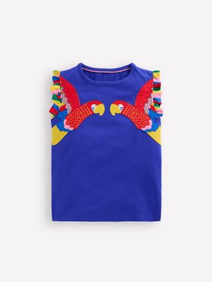 Flutter Short Sleeve T-shirt-Bright Blue Parrot