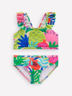 Frill Strap Bikini-Multi Tropical Fruit