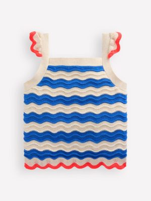 Leonore Fun Knitted Top-Blue/Ivory Stripe