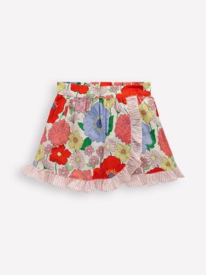 Wrap Frill Skort-Multi Summer Garden