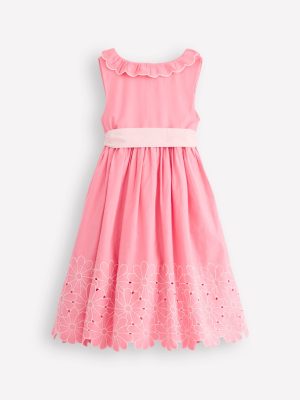 Flower Hem Occasion Dress-Salmon Pink