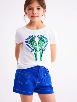 Bay Boucle T-Shirt-White Birds