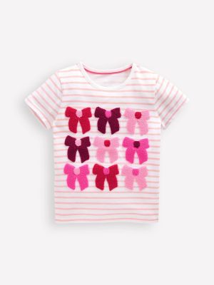 Bay Boucle T-Shirt-Stripe Bows