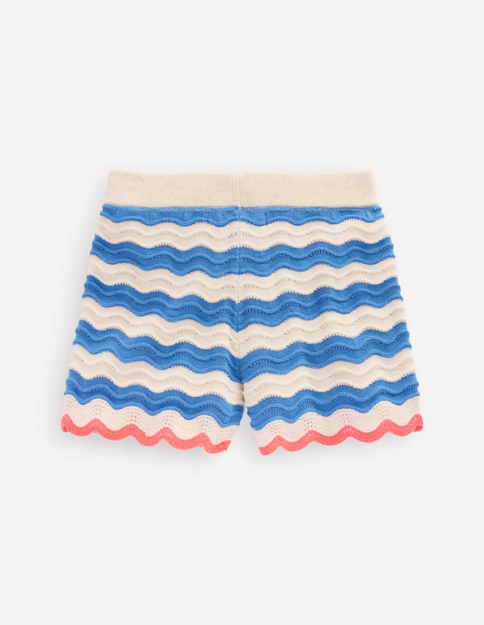 Crochet Knitted Shorts-Blue/ivory Stripe - Image 2