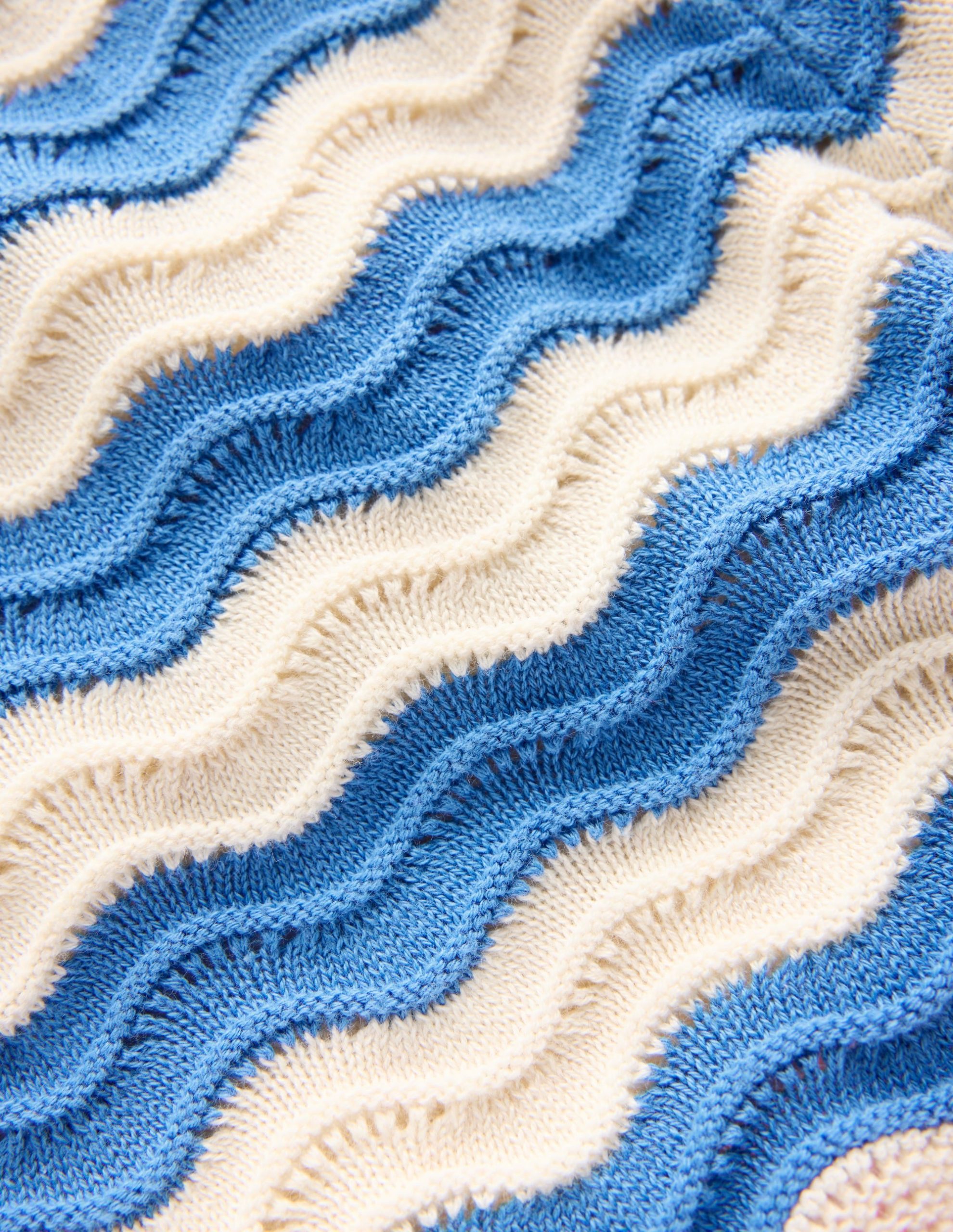 Crochet Knitted Shorts-Blue/ivory Stripe - Image 3