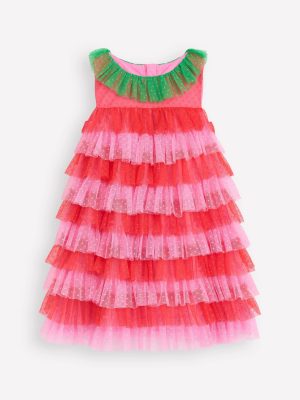 Strawberry Tulle Dress-Red/Pink