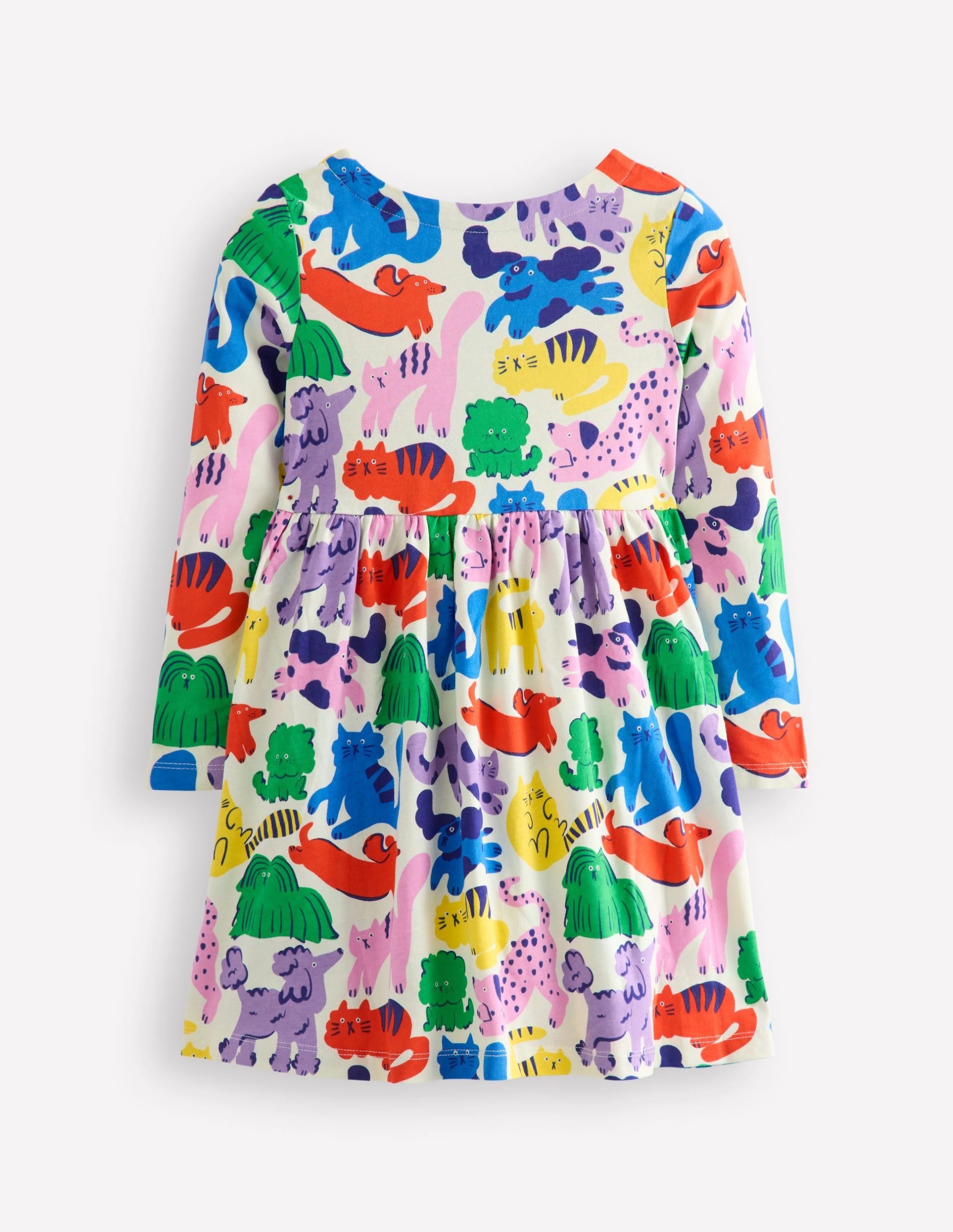 Long-Sleeved Fun Jersey Dress-Multi Oatmeal Rainbow Pets - Image 2