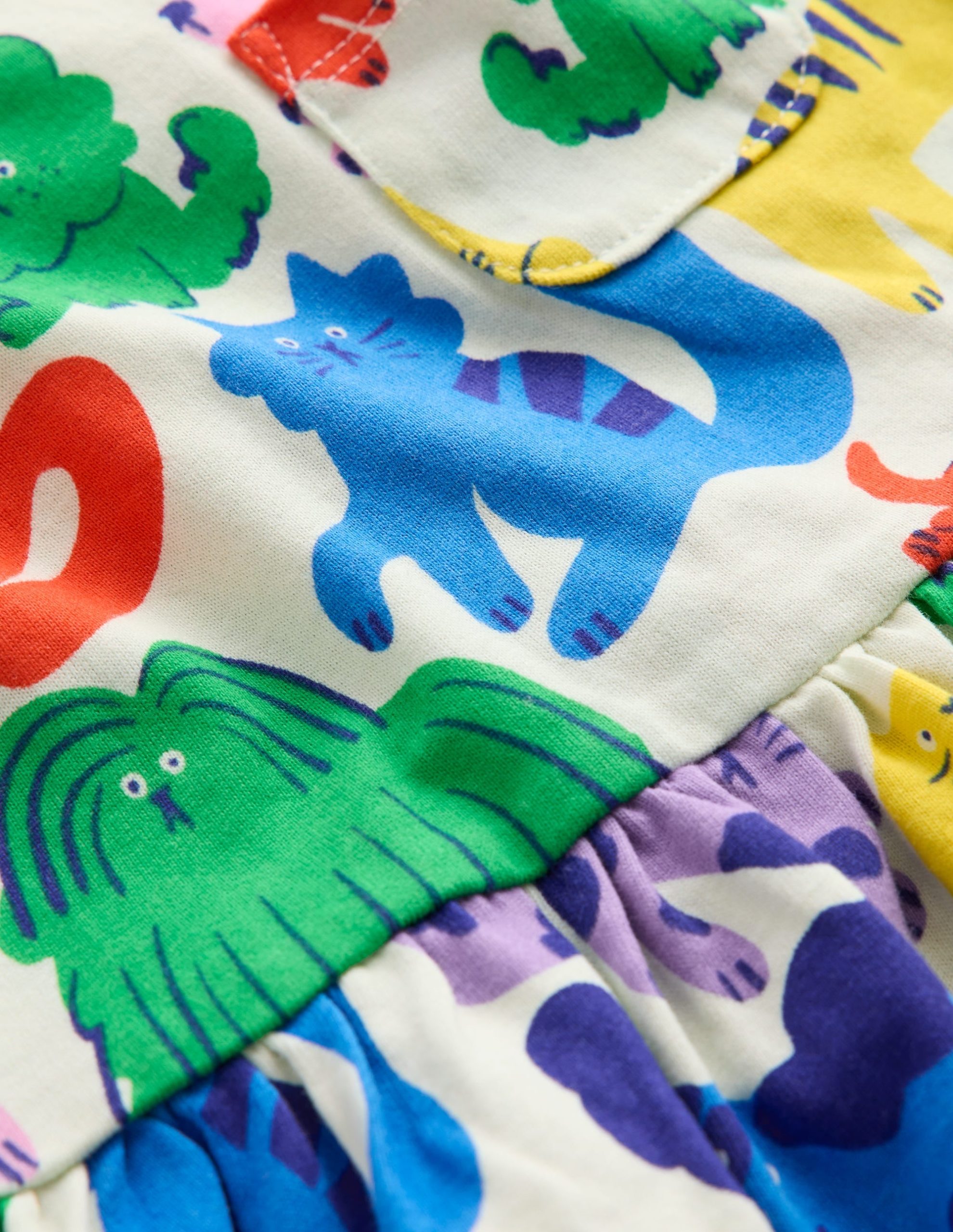 Long-Sleeved Fun Jersey Dress-Multi Oatmeal Rainbow Pets - Image 3