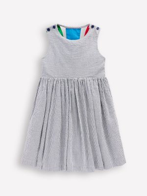 Zadie Applique Back Dress-Navy/ Ivory Stripe Sunray