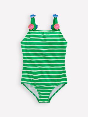 Appliqu?? Strap Swimsuit-Sapling Green Stripe Hearts