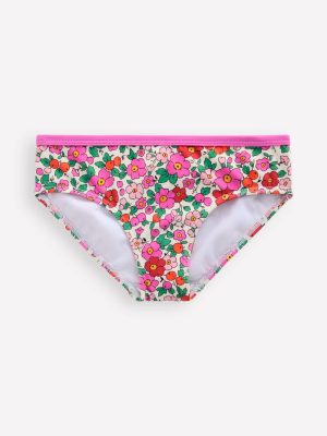 Patterned Bikini Bottoms-Pink Apple Blossom Floral