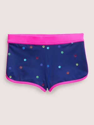 Patterned Swim Shorts-Navy Rainbow Confetti Spot