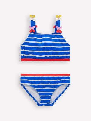 Applique Strap Bikini-Gallery Blue Stripe Butterfly