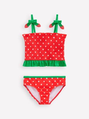 Smocked Tankini Set-Jam Red Strawberry