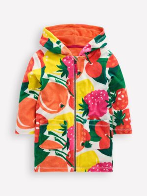 Romie Towelling Zip Throw-On-Multi Giant Fruit