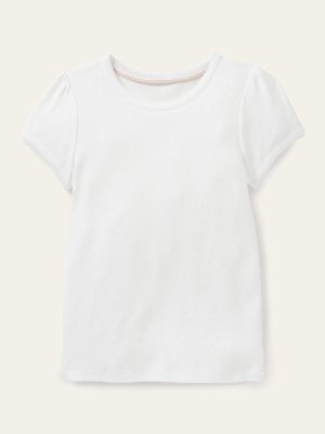 Short Sleeve Pointelle Top-White