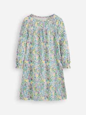 Printed Long-Sleeved Nightie-Orchid Purple Chick Floral